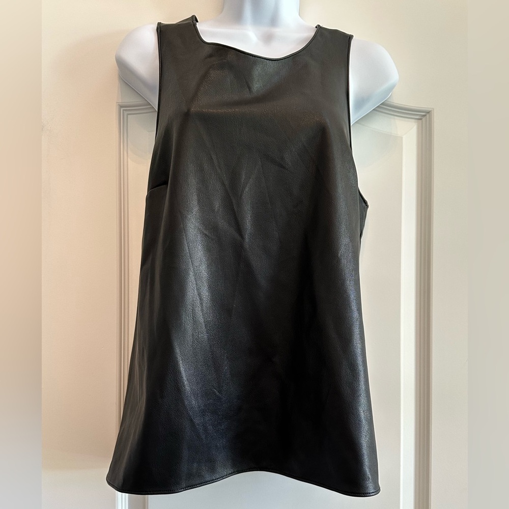 Amanda Uprichard black faux leather sleeveless top